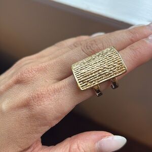 Gold Glitter Rectangular Ring